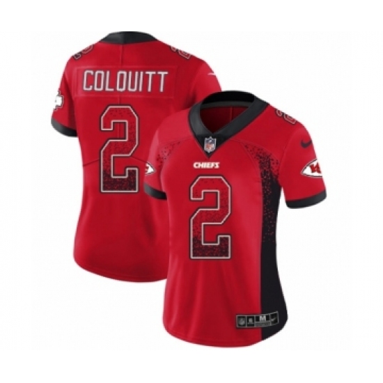 Women's Nike Kansas City Chiefs 2 Dustin Colquitt Limited Red Rush Drift Fashion NFL Jersey