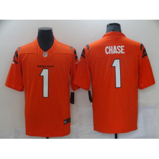 Men's Cincinnati Bengals 1 Ja'Marr Chase Nike Orange 2021 NFL Draft First Round Pick Limited Jersey