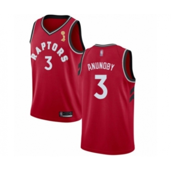 Youth Toronto Raptors 3 OG Anunoby Swingman Red 2019 Basketball Finals Champions Jersey - Icon Edition