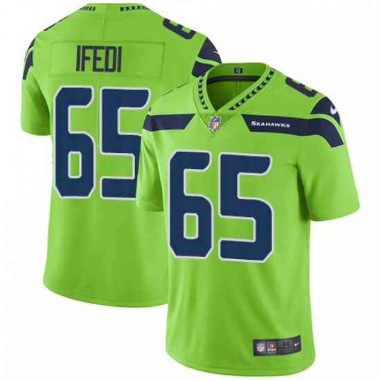 Youth Nike Seattle Seahawks 65 Germain Ifedi Elite Green Rush Vapor Untouchable NFL Jersey