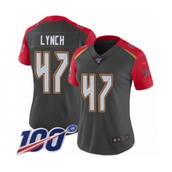 Women's Tampa Bay Buccaneers 47 John Lynch Limited Gray Inverted Legend 100th Season Football Jersey