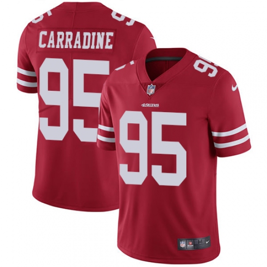 Youth Nike San Francisco 49ers 95 Cornellius Carradine Red Team Color Vapor Untouchable Limited Player NFL Jersey