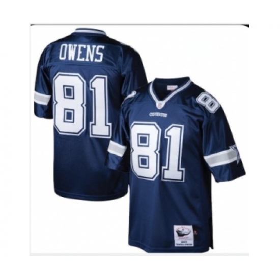 Men's Dallas Cowboys 81 Terrell Owens Navy Blue Throwback Jersey