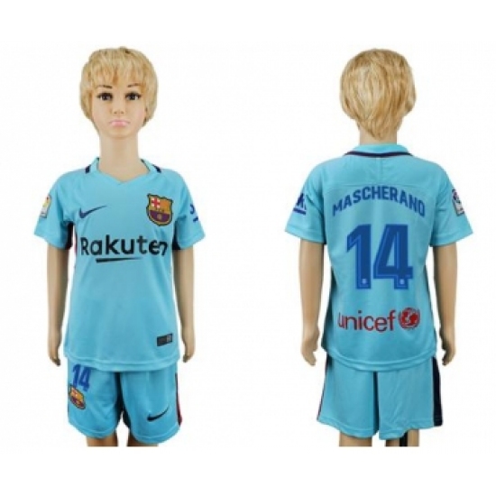 Barcelona 14 Mascherano Away Kid Soccer Club Jersey