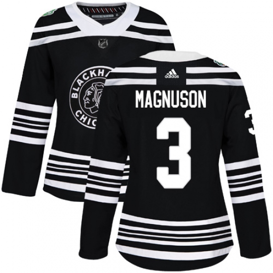 Women's Adidas Chicago Blackhawks 3 Keith Magnuson Authentic Black 2019 Winter Classic NHL Jersey