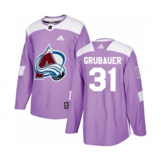 Youth Adidas Colorado Avalanche 31 Philipp Grubauer Authentic Purple Fights Cancer Practice NHL Jersey