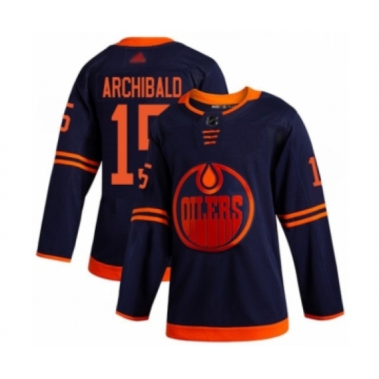 Men's Edmonton Oilers 15 Josh Archibald Authentic Navy Blue Alternate Hockey Jersey