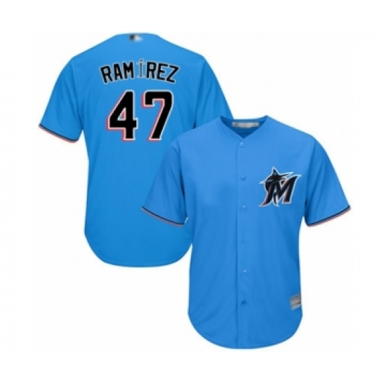 Youth Miami Marlins 47 Harold Ramirez Authentic Blue Alternate 1 Cool Base Baseball Player Jersey