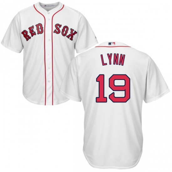 Youth Majestic Boston Red Sox 19 Fred Lynn Authentic White Home Cool Base MLB Jersey