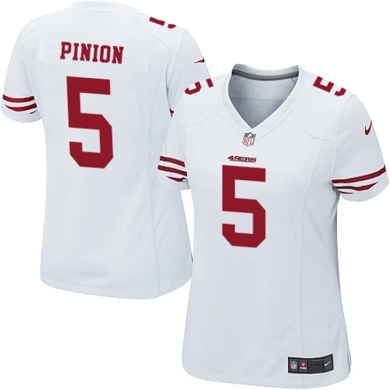 Women's Nike San Francisco 49ers 5 Bradley Pinion Game White NFL Jersey