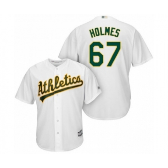 Youth Oakland Athletics 67 Grant Holmes Authentic White Home Cool Base Baseball Player Jersey