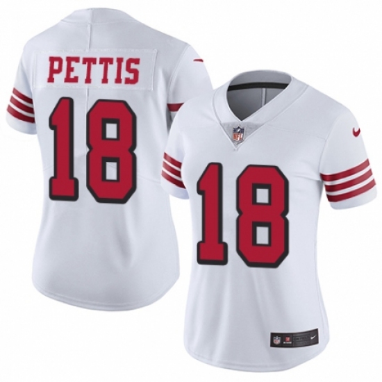 Women's Nike San Francisco 49ers 18 Dante Pettis Limited White Rush Vapor Untouchable NFL Jersey