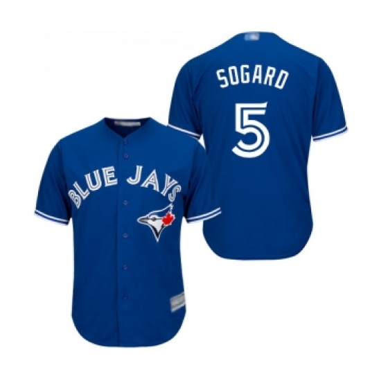 Men's Toronto Blue Jays 5 Eric Sogard Replica Blue Alternate Baseball Jersey