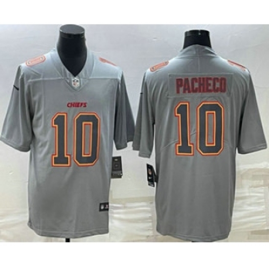 Men's Kansas City Chiefs 10 Isiah Pacheco Gray Atmosphere Fashion Stitched Jersey
