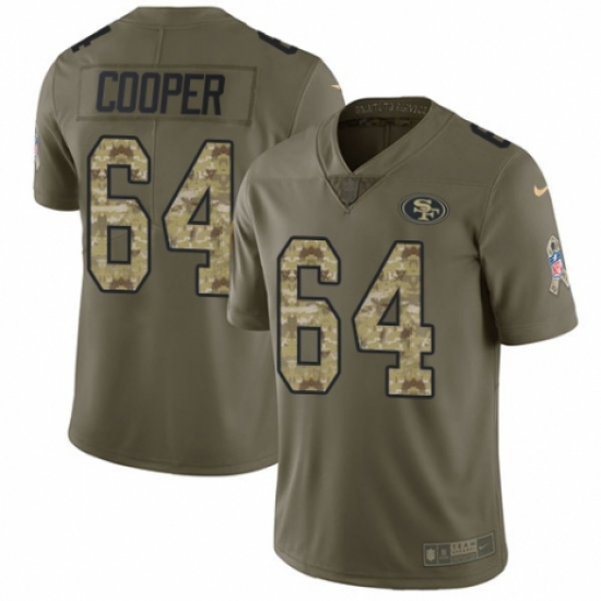Men's Nike San Francisco 49ers 64 Jonathan Cooper Limited Olive/Camo 2017 Salute to Service NFL Jersey