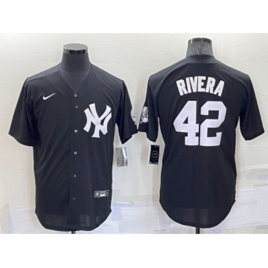 Men's New York Yankees 42 Mariano Rivera Black Stitched Nike Cool Base Throwback Jersey