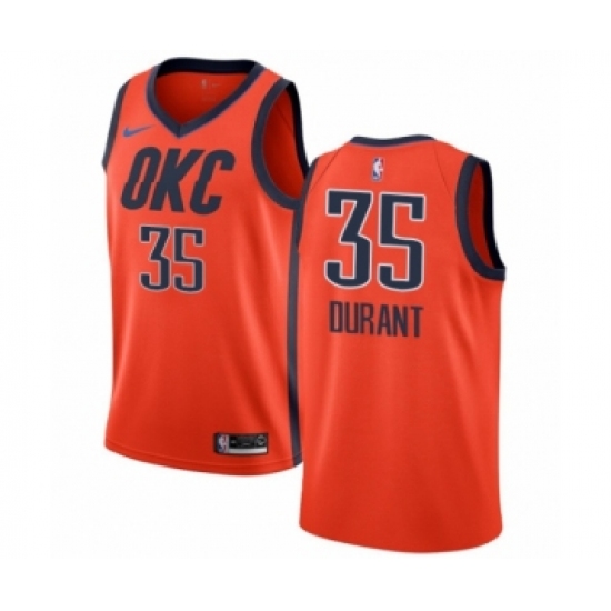 Men's Nike Oklahoma City Thunder 35 Kevin Durant Orange Swingman Jersey - Earned Edition