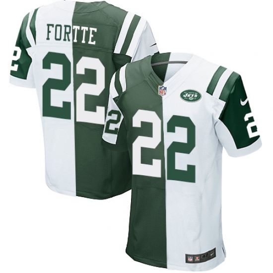 Men's Nike New York Jets 22 Matt Forte Elite Green/White Split Fashion NFL Jersey