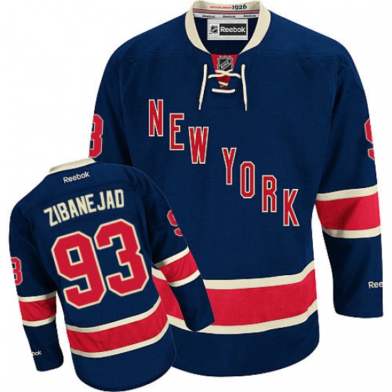Men's Reebok New York Rangers 93 Mika Zibanejad Authentic Navy Blue Third NHL Jersey