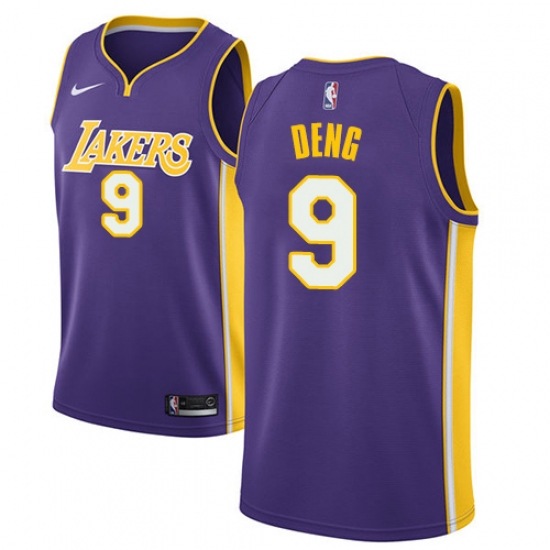 Youth Nike Los Angeles Lakers 9 Luol Deng Swingman Purple NBA Jersey - Statement Edition