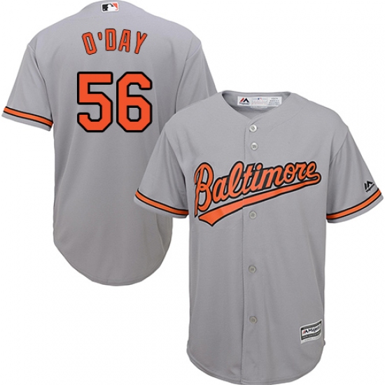 Youth Majestic Baltimore Orioles 56 Darren O'Day Authentic Grey Road Cool Base MLB Jersey