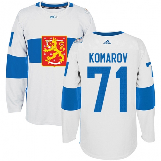 Men's Adidas Team Finland 71 Leo Komarov Premier White Home 2016 World Cup of Hockey Jersey
