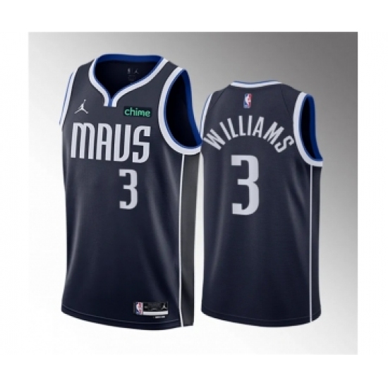 Men's Dallas Mavericks 3 Grant Williams Navy Statement Edition Stitched Basketball Jersey