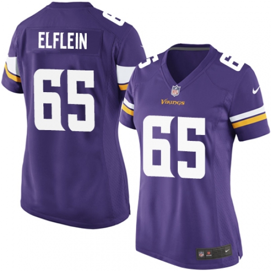 Women's Nike Minnesota Vikings 65 Pat Elflein Game Purple Team Color NFL Jersey