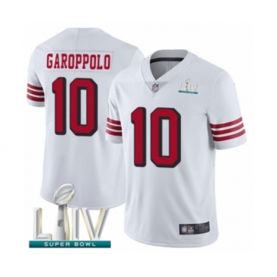 Youth San Francisco 49ers 10 Jimmy Garoppolo Limited White Rush Vapor Untouchable Super Bowl LIV Bound Football Jersey