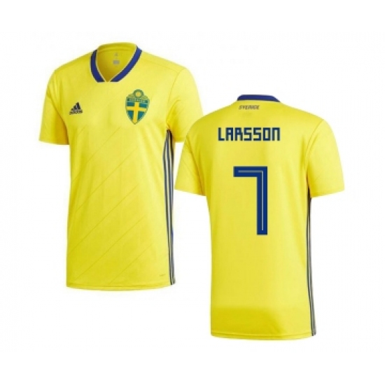 Sweden 7 Larsson Home Kid Soccer Country Jersey
