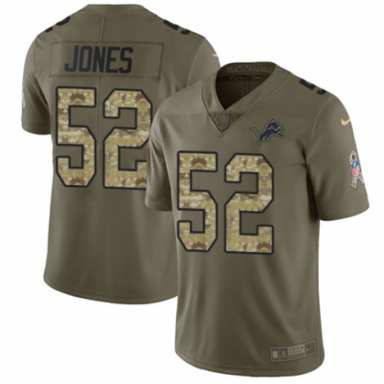 Youth Nike Detroit Lions 52 Christian Jones Limited Olive/Camo Salute to Service NFL Jersey