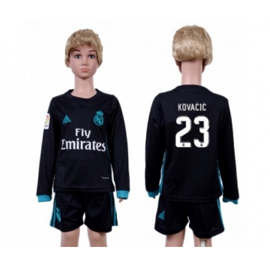 Real Madrid 23 Kovacic Away Long Sleeves Kid Soccer Club Jersey
