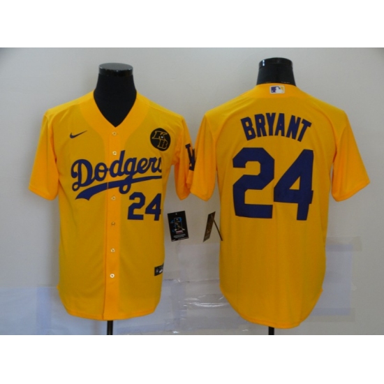 Men's Nike Los Angeles Dodgers 24 Kobe Bryant yellow Jersey