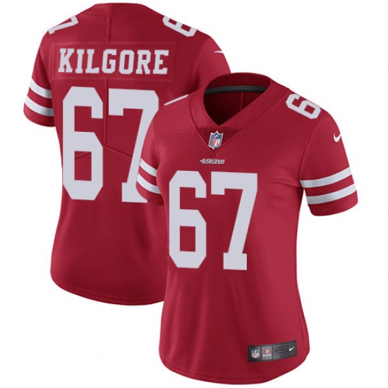 Women's Nike San Francisco 49ers 67 Daniel Kilgore Elite Red Team Color NFL Jersey
