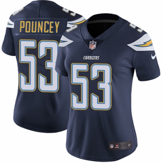 Women's Nike Los Angeles Chargers 53 Mike Pouncey Navy Blue Team Color Vapor Untouchable Limited Player NFL Jersey