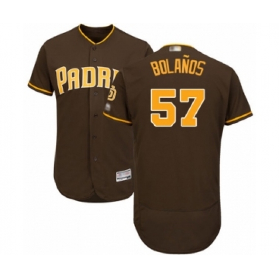 Men's San Diego Padres 57 Ronald Bolanos Brown Alternate Flex Base Authentic Collection Baseball Player Jersey