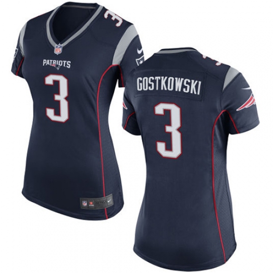 Women's Nike New England Patriots 3 Stephen Gostkowski Game Navy Blue Team Color NFL Jersey
