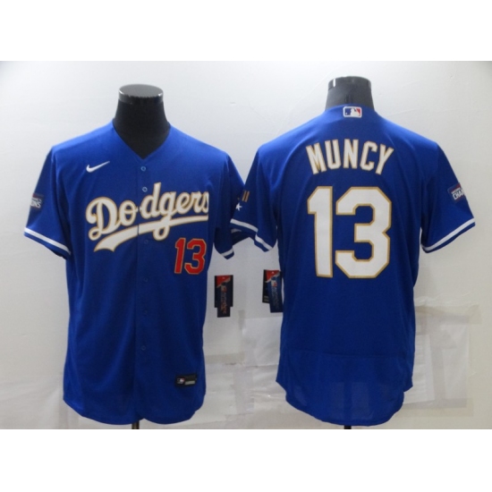 Men's Nike Los Angeles Dodgers 13 Max Muncy Blue Gold Elite Jersey