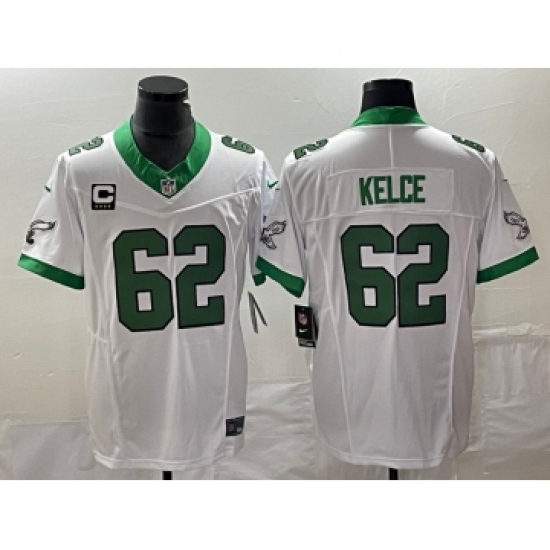 Men's Nike Philadelphia Eagles 62 Jason Kelce White 2023 F.U.S.E. Vapor Untouchable C Stitched Football Jersey
