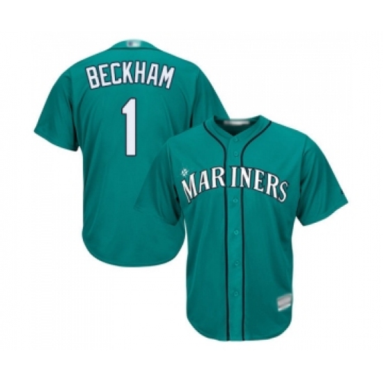 Men's Seattle Mariners 1 Tim Beckham Replica Teal Green Alternate Cool Base Baseball Jersey