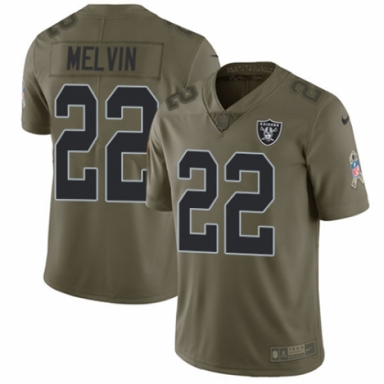 Youth Nike Oakland Raiders 22 Rashaan Melvin Limited Olive 2017 Salute to Service NFL Jersey