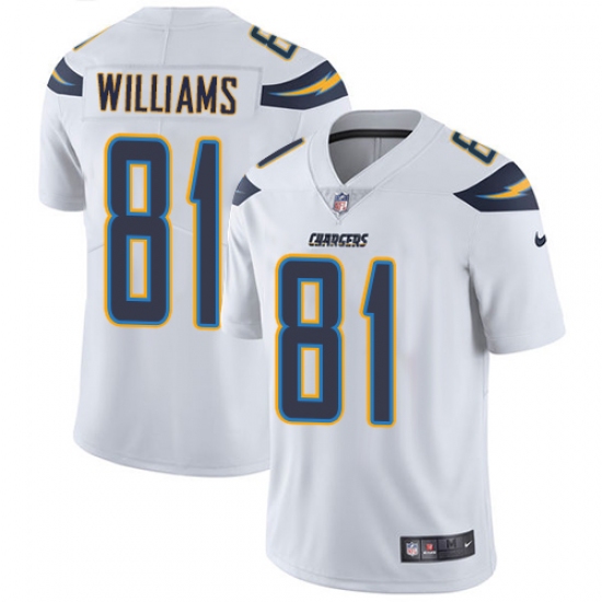 Men's Nike Los Angeles Chargers 81 Mike Williams White Vapor Untouchable Limited Player NFL Jersey