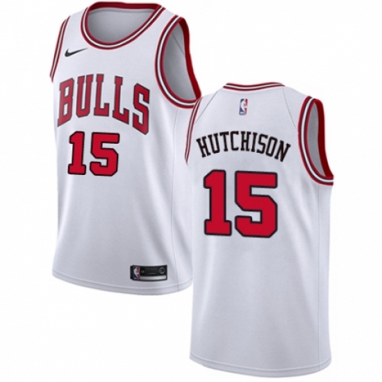 Men's Nike Chicago Bulls 15 Chandler Hutchison Swingman White NBA Jersey - Association Edition
