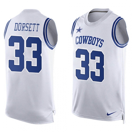 Men's Nike Dallas Cowboys 33 Tony Dorsett Limited White Player Name & Number Tank Top NFL Jersey