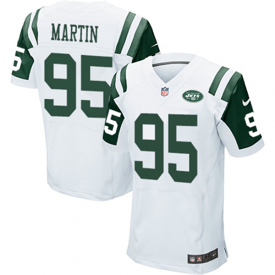 Men's Nike New York Jets 95 Josh Martin Elite White NFL Jersey
