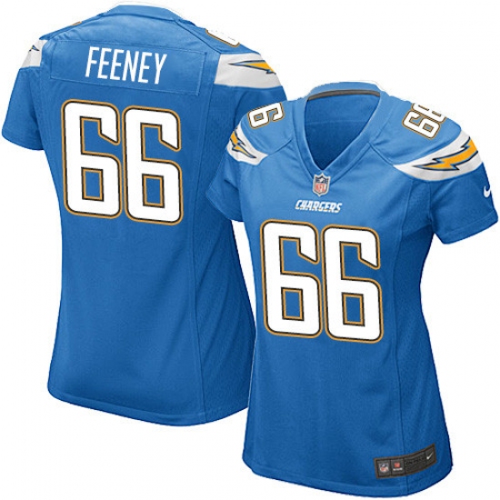 Women's Nike Los Angeles Chargers 66 Dan Feeney Game Electric Blue Alternate NFL Jersey