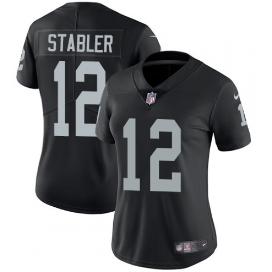 Women's Nike Oakland Raiders 12 Kenny Stabler Black Team Color Vapor Untouchable Limited Player NFL Jersey