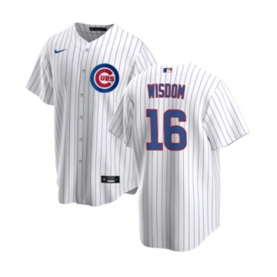 Men's Chicago Cubs 16 Patrick Wisdom White Cool Base Stitched Baseball Jersey