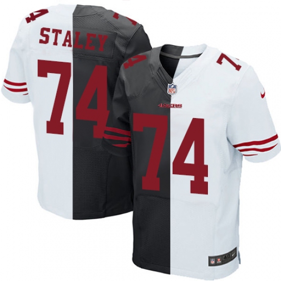 Men's Nike San Francisco 49ers 74 Joe Staley Elite Black/White Split Fashion NFL Jersey