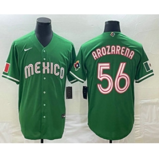 Men's Mexico Baseball 56 Randy Arozarena 2023 Green World Classic Stitched Jersey